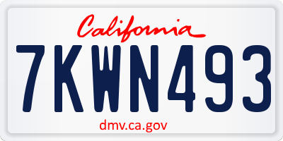 CA license plate 7KWN493