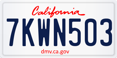 CA license plate 7KWN503