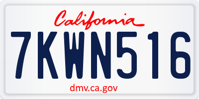 CA license plate 7KWN516
