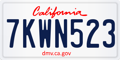 CA license plate 7KWN523