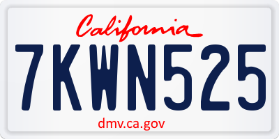 CA license plate 7KWN525