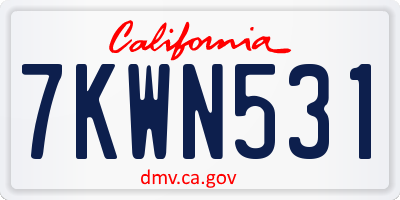 CA license plate 7KWN531