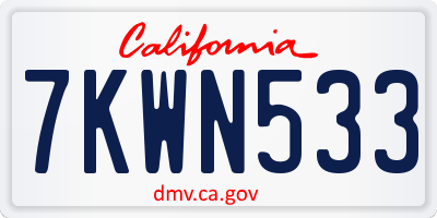 CA license plate 7KWN533
