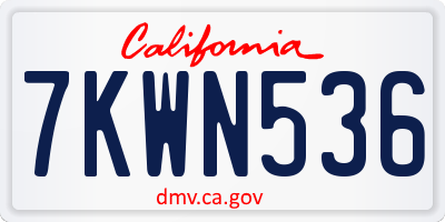 CA license plate 7KWN536