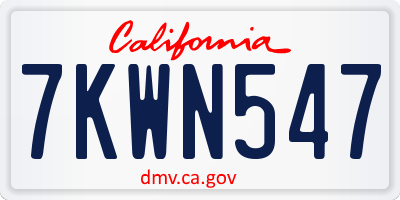 CA license plate 7KWN547