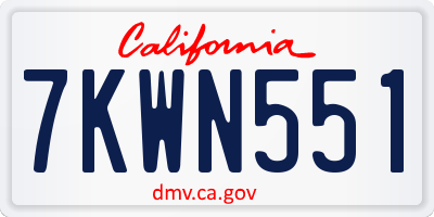 CA license plate 7KWN551