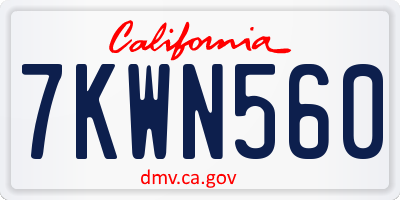 CA license plate 7KWN560