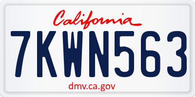 CA license plate 7KWN563