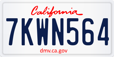 CA license plate 7KWN564