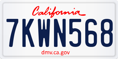 CA license plate 7KWN568