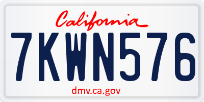 CA license plate 7KWN576