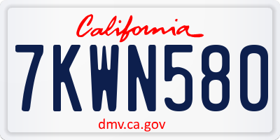 CA license plate 7KWN580