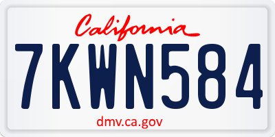 CA license plate 7KWN584
