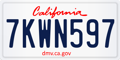 CA license plate 7KWN597