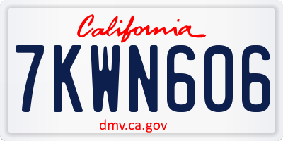 CA license plate 7KWN606