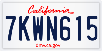 CA license plate 7KWN615