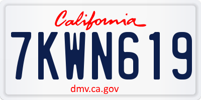 CA license plate 7KWN619
