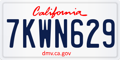 CA license plate 7KWN629