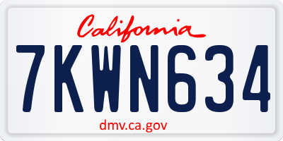 CA license plate 7KWN634