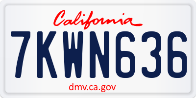 CA license plate 7KWN636