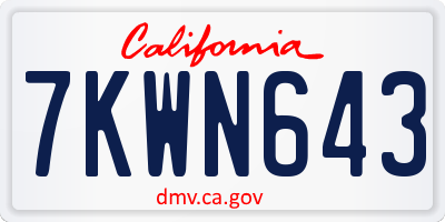 CA license plate 7KWN643