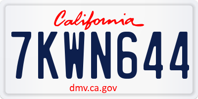 CA license plate 7KWN644