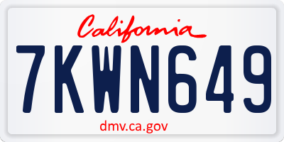 CA license plate 7KWN649