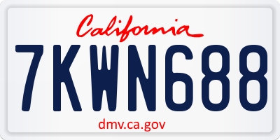 CA license plate 7KWN688