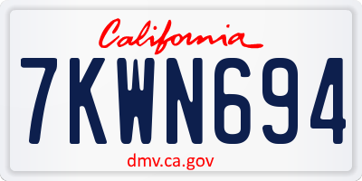 CA license plate 7KWN694
