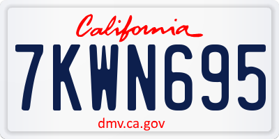 CA license plate 7KWN695