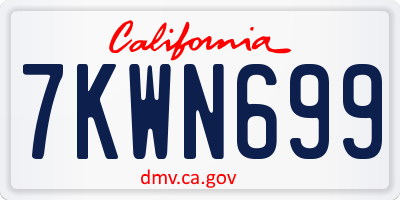 CA license plate 7KWN699