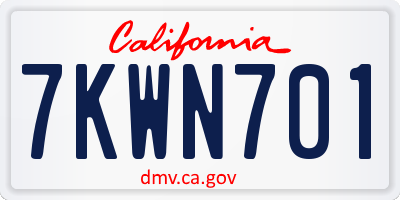 CA license plate 7KWN701