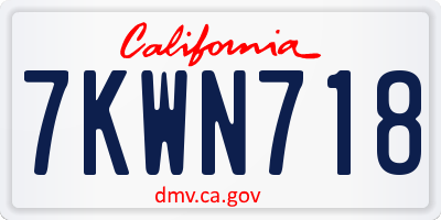 CA license plate 7KWN718
