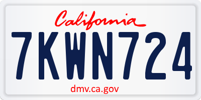 CA license plate 7KWN724
