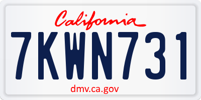 CA license plate 7KWN731