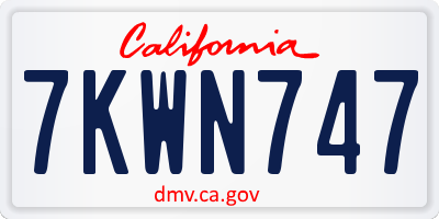 CA license plate 7KWN747