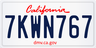 CA license plate 7KWN767