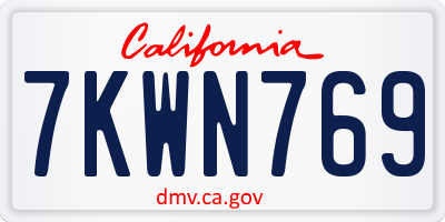 CA license plate 7KWN769