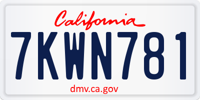 CA license plate 7KWN781