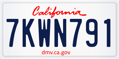 CA license plate 7KWN791