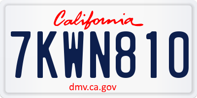 CA license plate 7KWN810
