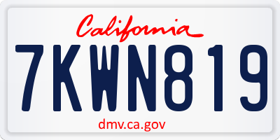 CA license plate 7KWN819