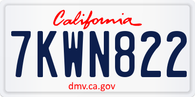 CA license plate 7KWN822