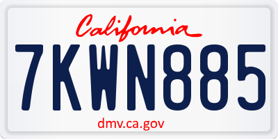CA license plate 7KWN885