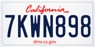 CA license plate 7KWN898
