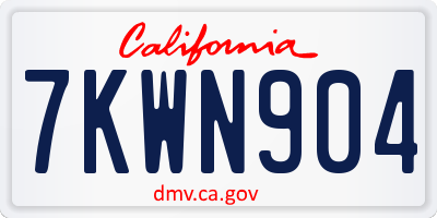 CA license plate 7KWN904