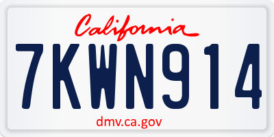CA license plate 7KWN914