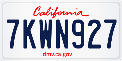 CA license plate 7KWN927