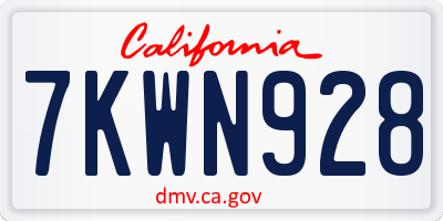 CA license plate 7KWN928