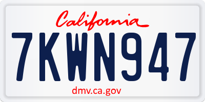 CA license plate 7KWN947